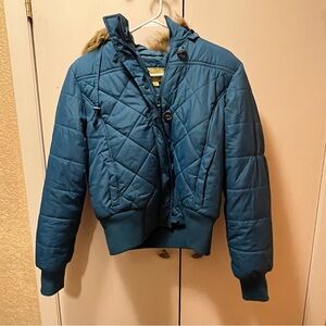 Maralyn & Me Blue Quilted Puffer Jacket with Hood